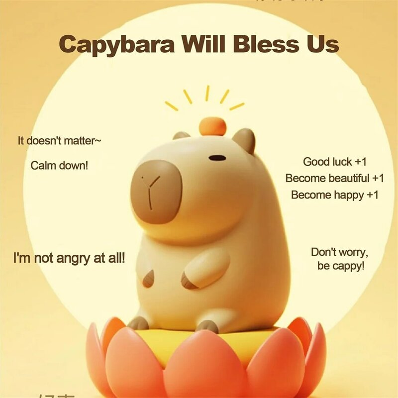 أضواء الليل المحمولة سيليكون Capybara ، USB قابلة للشحن ، مصباح التحكم باللمس الحيوان ، وظيفة توقيت للمنزل ، ديكور غرفة النوم