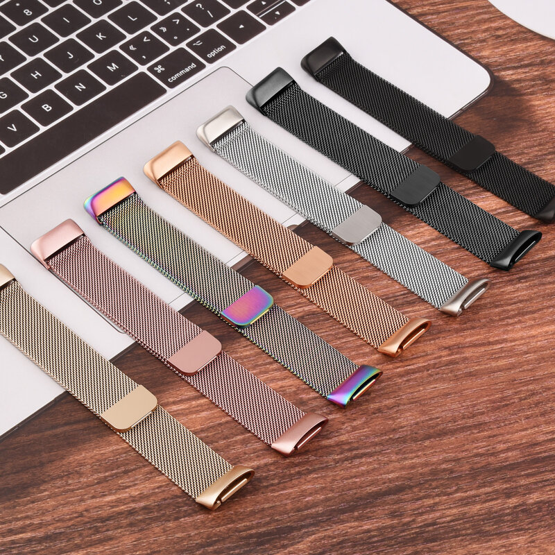 ل Fitbit تهمة 5 حزام المعادن المغناطيسي حزام (استيك) ساعة ل Fitbit تهمة 5 الفرقة معصمه مربط الساعة حزام استبدال التبعي