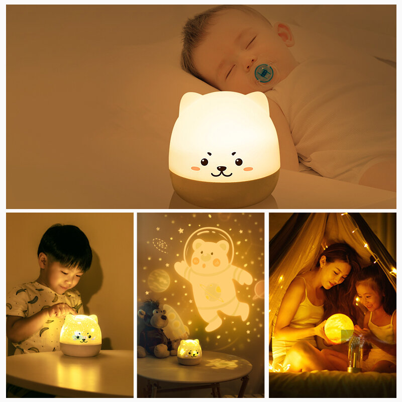 أضواء ليلية LED دوارة لغرفة النوم ، ضوء إسقاط رومانسي ، صندوق موسيقى USB ، ضوء نوم للأطفال ، هدية ، اشتر 1 الحصول على 6: