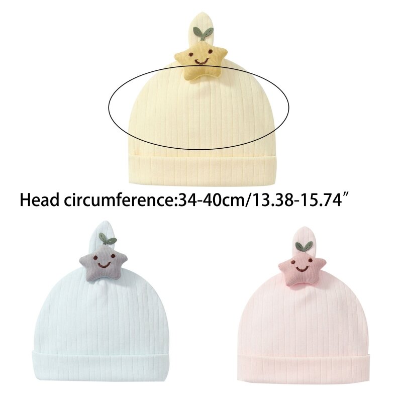 قبعة F62D لحديثي الولادة في المستشفى للخريف والشتاء، قبعة صغيرة لطيفة على شكل نجمة مبتسمة للأطفال الأولاد والبنات