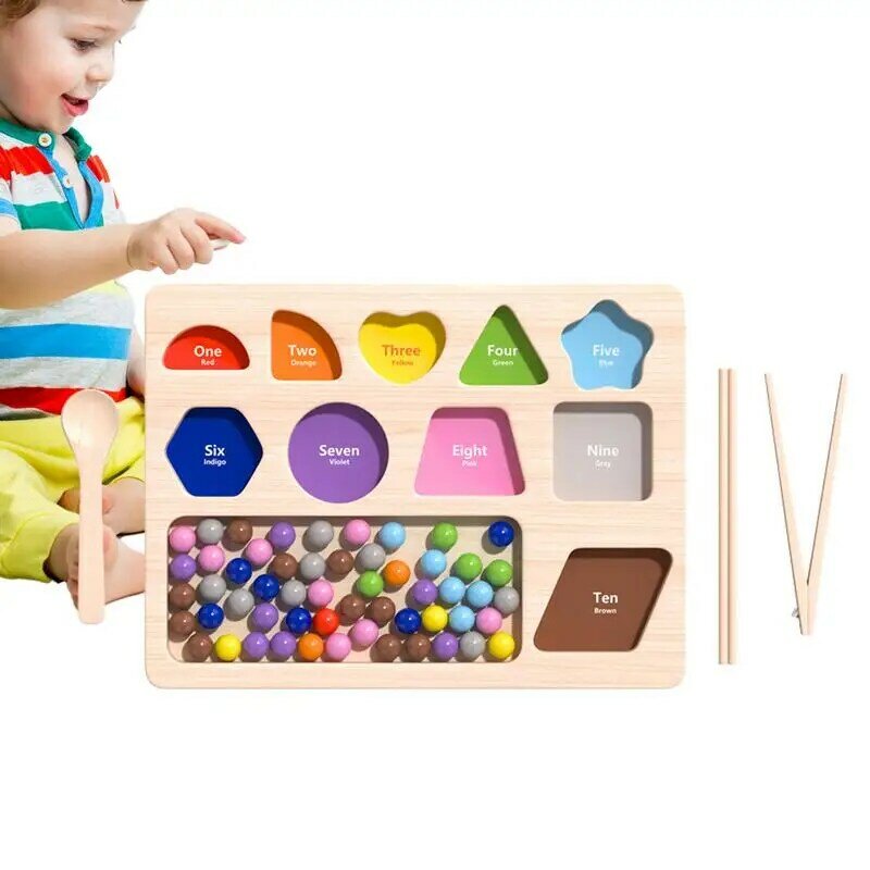 لوح خشبي للتعليم المبكر ، لعبة مونتيسوري ، مع مشبك ، لون قوس قزح ، للأطفال