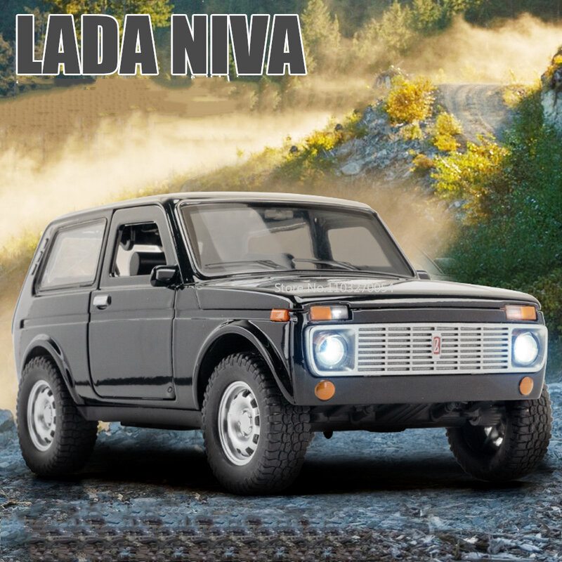 لعبة سيارة طراز لادا نيفا على الطرق الوعرة الروسية للأطفال ، معدن دييكاست ، صوت وإضاءة ، مركبات ، مقياس