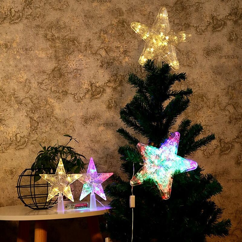 نجمة خماسية زينة عيد الميلاد ، LED ضوء ، الدعائم شفافة ، الحلي ، مصباح ، عيد ميلاد سعيد ، 15 سنتيمتر ، 19 سنتيمتر ، 1 قطعة