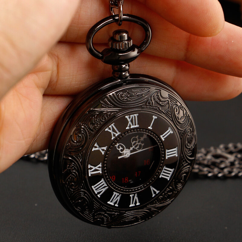 ساعة جيب كوارتز بأرقام رومانية للرجال والنساء ، جراب مجوف ، ستايمبانت ، قلادة بدلاية عتيقة ، أفضل الهدايا