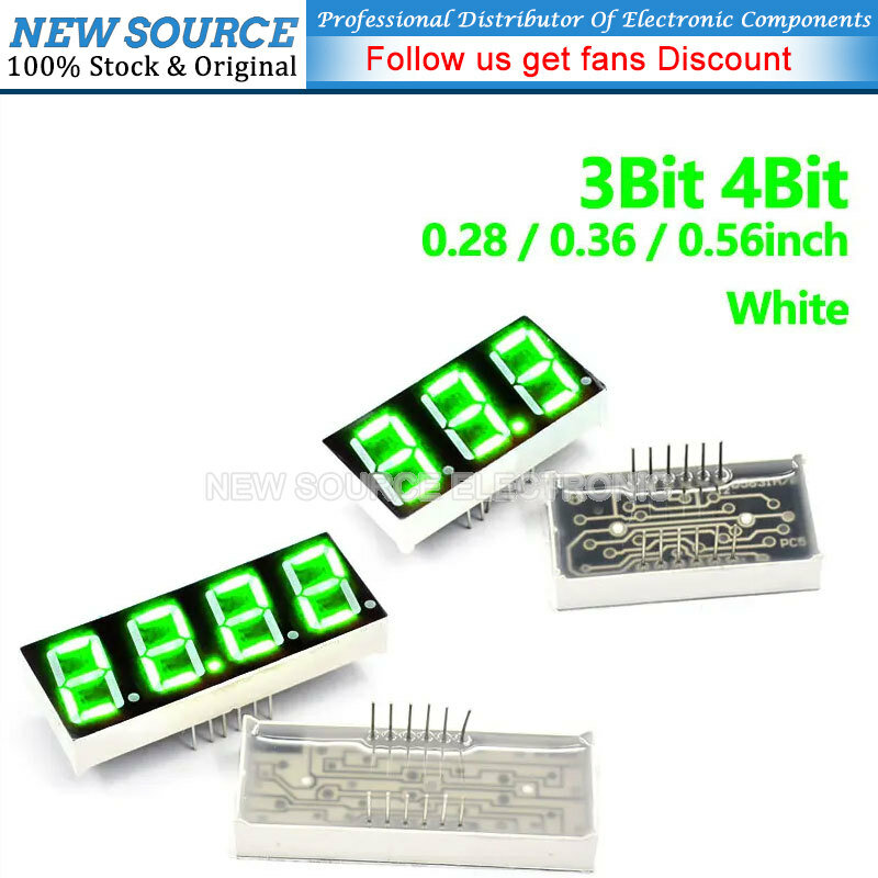 LED العرض الرقمي أنبوب الخفيفة ، أرقام LED الخضراء ، 3Bit ، 4Bit الكاثود ، 7-الجزء ، 0.28in ، 0.36in ، 0.56in ، 5 قطعة