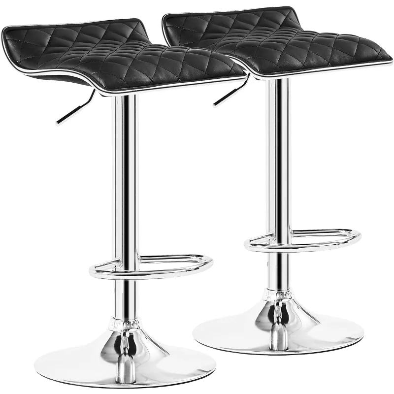 مقاعد بار بارتفاع قابل للتعديل ، طاولة مطبخ ، أسود ، مجموعة من 2
