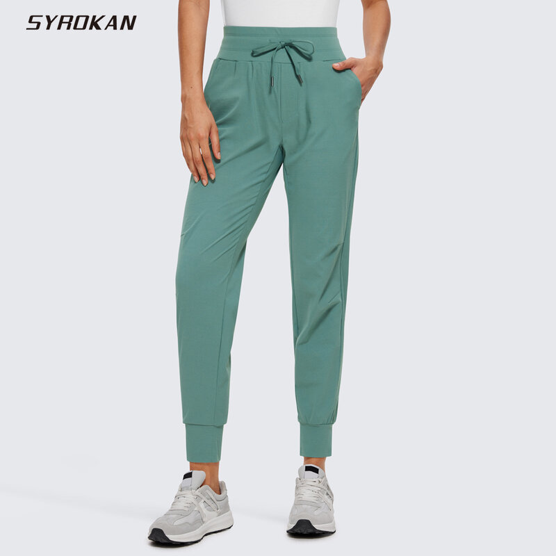 SYROKAN-سروال صالة سريع الجفاف للنساء ، بنطلون تدريب عالي الخصر بجيوب ، ملابس تدريب