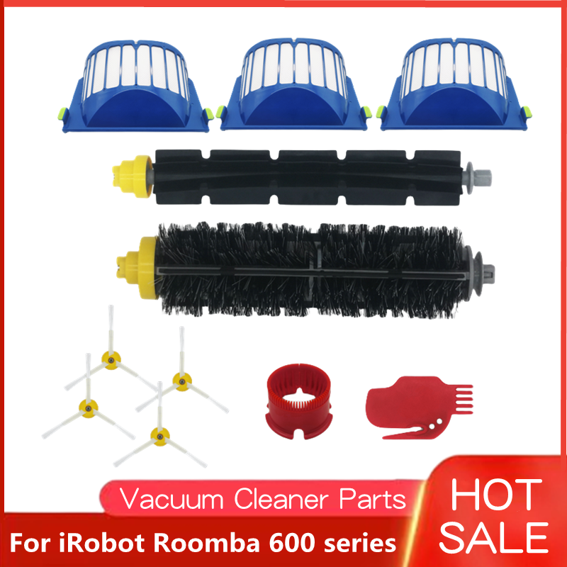 مجموعات مكنسة كهربائية فلتر Hepa ، فرشاة جانبية رئيسية ، iRobot Roomba 600 ، 605 ، 606 ، 610 ، 614 ، 620 ، 660 ، 630 ، 651 ، 650 ، 670 ، 690 ، 680 ، 698 ،