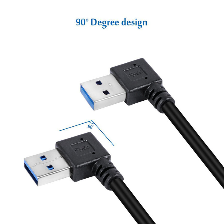 USB 3.0 ذكر إلى أنثى تمديد كابل محول العلوي والسفلي واليسار واليمين المرفقين 90 درجة USB3.0 البيانات الزاوية اليمنى