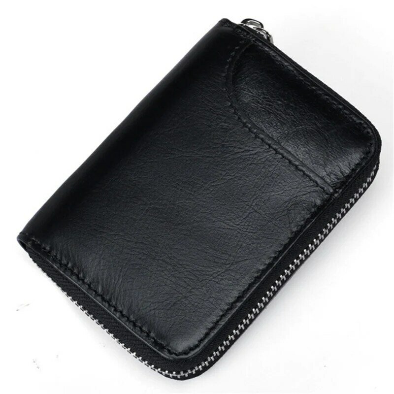 حامل بطاقة الأعمال النساء/الرجال عملة الحقيبة محافظ سستة بولي Leather الجلود يحمي منظم محفظة قصيرة مكافحة إزالة المغناطيسي الموضة