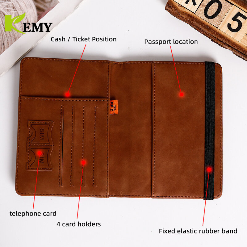 النساء الرجال Vintage جواز سفر الأعمال يغطي حامل متعدد الوظائف ID البنك بطاقة محفظة من جلد PU إكسسوارات السفر