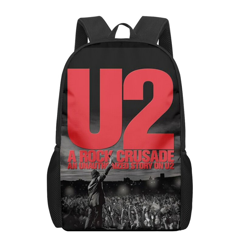 U2 الفرقة ثلاثية الأبعاد طباعة الحقائب المدرسية للبنين بنات طلاب المدارس الابتدائية حقائب أطفال كتاب حقيبة حقيبة الظهر