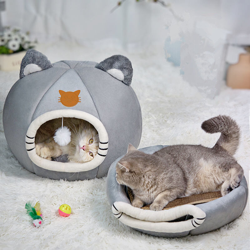 شتاء دافئ سرير للقطط النوم العميق حصيرة سلة ل بيت القط خيمة دافئ كهف سرير للقطط s داخلي ل صغير متوسط كبير مستلزمات الحيوانات الأليفة