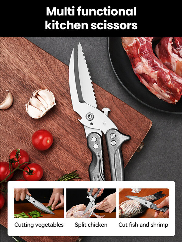 مقص عظام الدجاج متعدد الوظائف ، أداة سكين احترافية ، فولاذ مقاوم للصدأ ، قص ، سمك ، قطع بطة ، طاه ، مطبخ