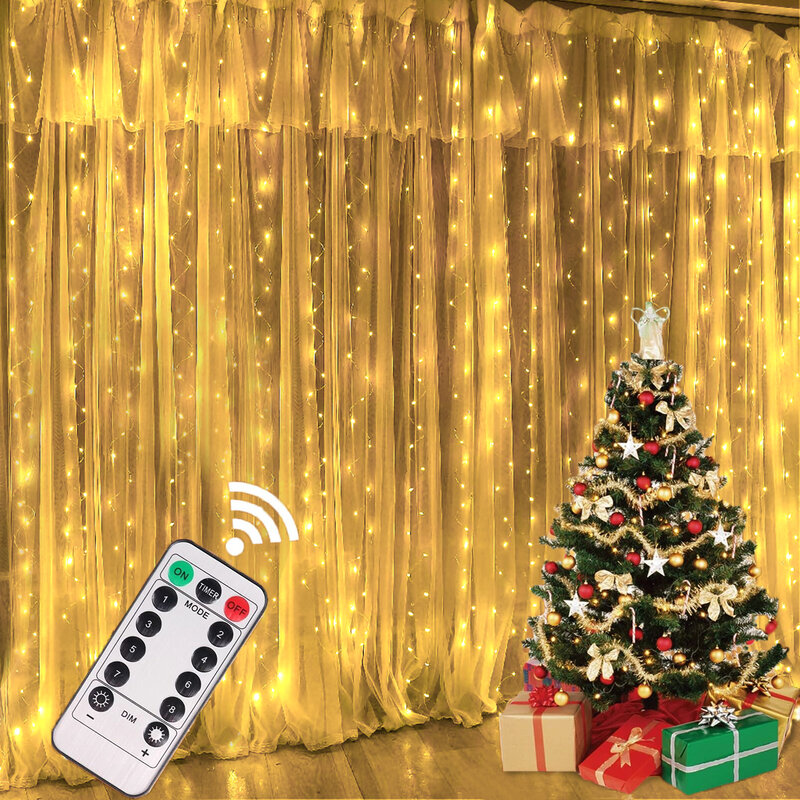 LED جارلاند الستار أضواء 8 طرق USB التحكم عن بعد الجنية أسلاك إضاءة للأماكن الخارجية الزفاف زينة عيد الميلاد للمنزل نوم السنة الجديدة مصباح