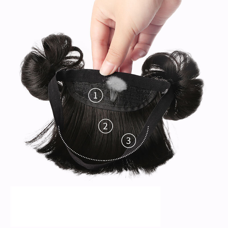 قطعة شعر علوية اصطناعية للأطفال ، شعر مستعار لطيف مزيف للفتيات الصغيرات ، قبعة طبيعية ، أربطة رأس تنكرية ، أغطية رأس للطفل