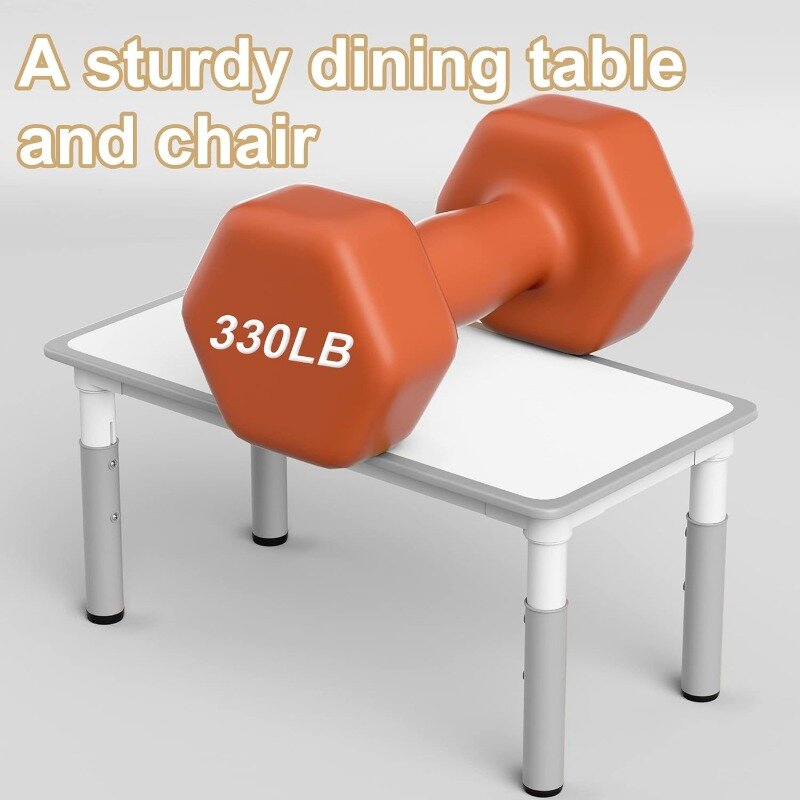 مجموعة طاولة وكرسي للأطفال من لويو ، ارتفاع قابل للتعديل ، طفل صغير ، 4 مقاعد ، طاولة ، مناسبة لمدة عامين ، سطح طاولة