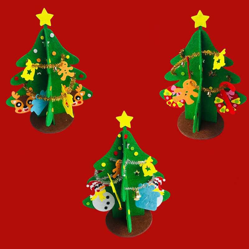 طفل DIY بها بنفسك لعبة شجرة عيد الميلاد الحرفية التجمع بسهولة الزخرفية غير المنسوجة النسيج للاهتمام اليدوية شجرة عيد الميلاد الحرفية عدة اللعب