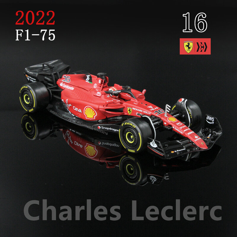 Bburago 1:43 2022 F1 سكوديريا فيراري F1-75 16 # Leclerc 55 # Sainz صيغة واحدة نموذج سيارة مع خوذة صندوق أكرليك سبيكة سيارة لعبة