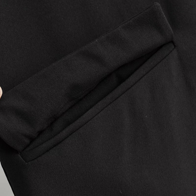KEYANKETIAN جديد عودة الشق تصميم غير متناظرة سليم الأسود البدلة الصدرية موضة منتصف طول المرأة سترة بلا أكمام معطف