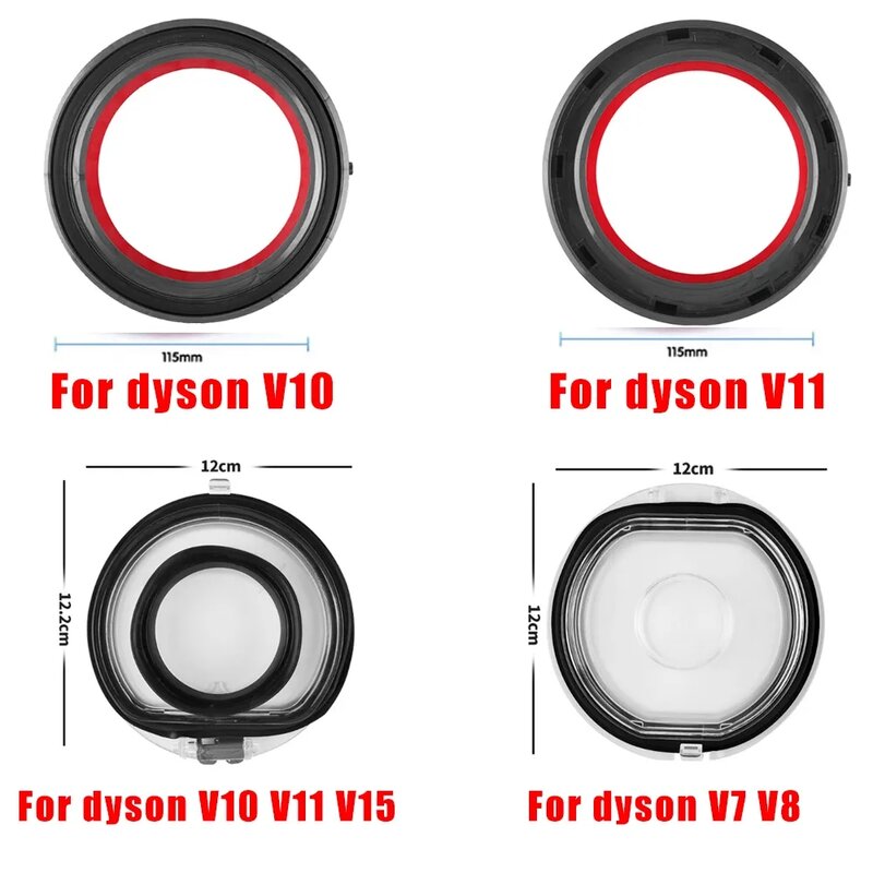 غطاء سفلي لـ Dyson V7 V8 V11 V10 V12 V15 مكنسة كهربائية-حلقة ختم ثابتة من قطع غيار صندوق تخزين الغبار
