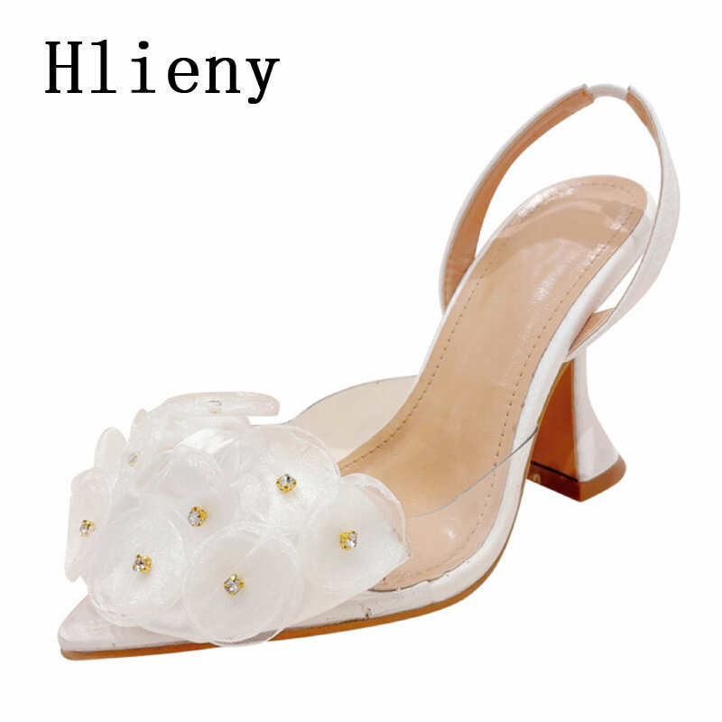 كعب عالي مدبب من Hlieny للنساء ، مضخات PVC شفافة ، صنادل أنيقة ، أحذية حفلات زهور ، أزياء نسائية ، ربيع ، جديد