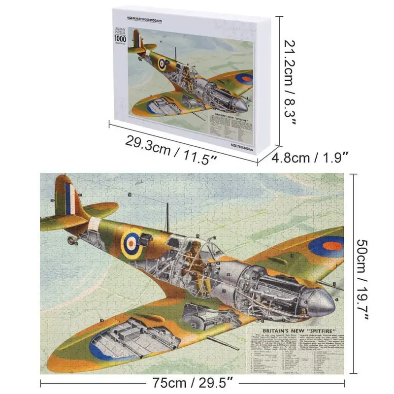 أحجية بانوراما Spitfire RAF ، ألعاب مخصصة للأطفال والكبار ، معانة خشبية ، لعبة خشبية ، جمارك الأطفال مع صورة