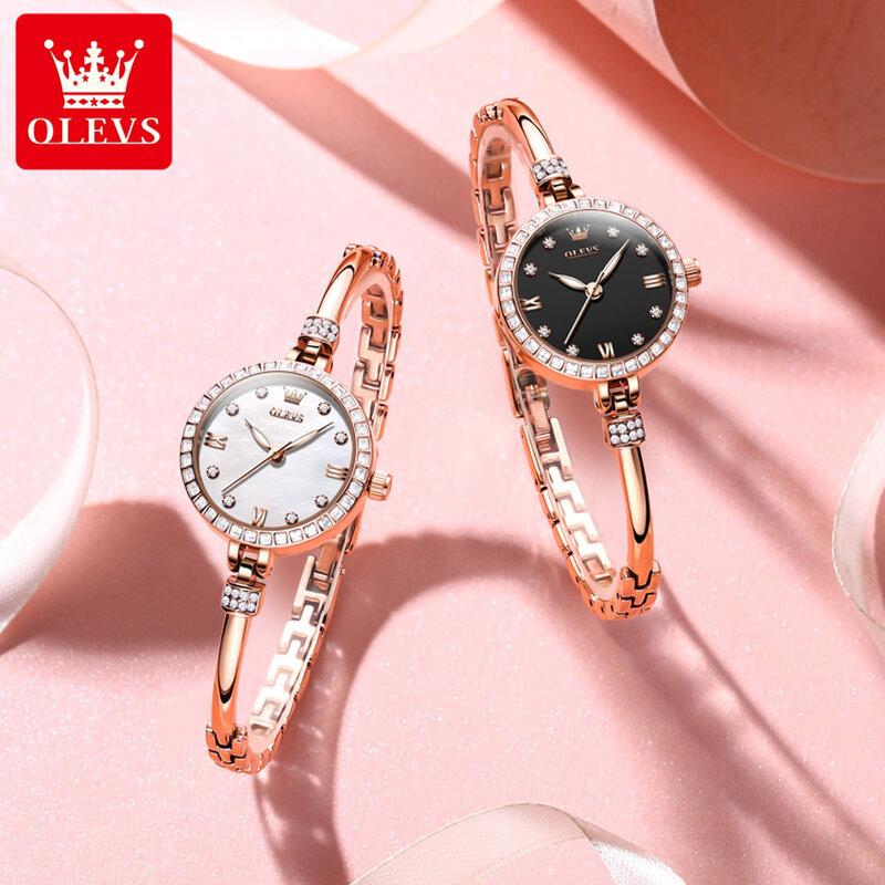 ساعة كوارتز ماسية للنساء من OLEVS ، فولاذ مقاوم للصدأ ، مقاومة للماء ، ساعات سوار عصرية ، علامة تجارية مشهورة ، ساعة يد فاخرة ، جديدة