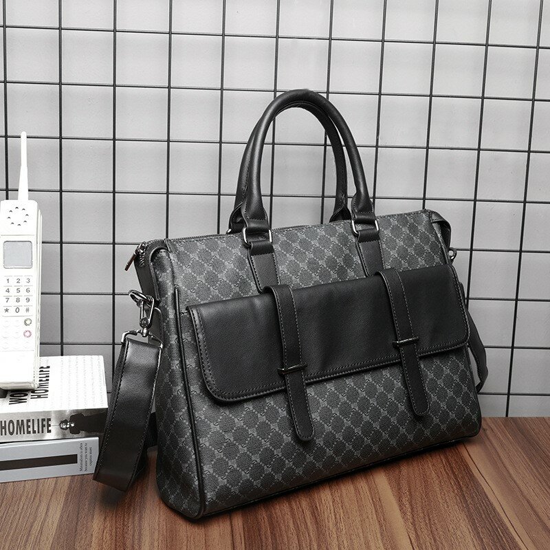 حقيبة جلدية سوداء للرجال ، حقيبة يد كلمة الأعمال ، حقيبة الكتف ، العلامة التجارية مصمم ، حقيبة كمبيوتر محمول ، حقائب العمل ، عالية الجودة ، والأزياء