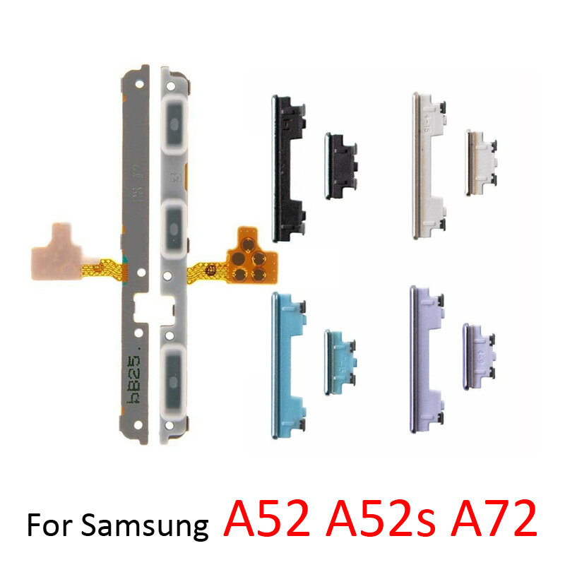 زر حجم الطاقة لسامسونج A02 A12 A22 A32 A42 A52 A52s A72 4G 5G الهاتف الأصلي تشغيل قبالة الجانب مفتاح الكابلات المرنة