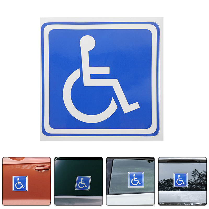 ملصقات لاصقة لراية السيارة للمعاقين ، لافتات المعاقين ، نافذة وقوف السيارات ، رمز الكرسي المتحرك ، 6 أوراق