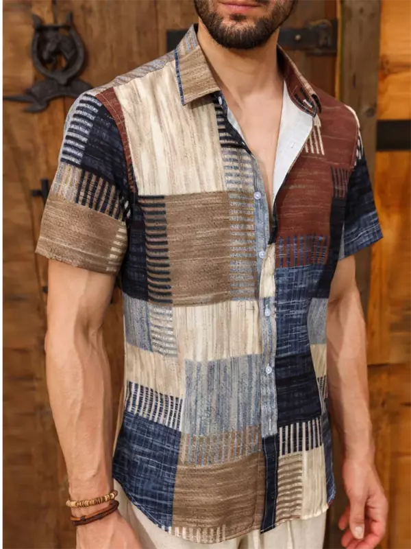 قميص رجالي مطبوع بنمط ثلاثي الأبعاد ، كم قصير ، فضفاض ، مناسب للشاطئ غير الرسمي aiian ، الموضة ، هاواي