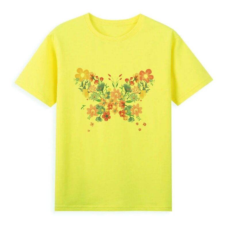 فراشة ملونة تي شيرت نمط جديد ملابس الصيف النساء العلامة التجارية الأصلية رداء علوي غير رسمي تيز A016