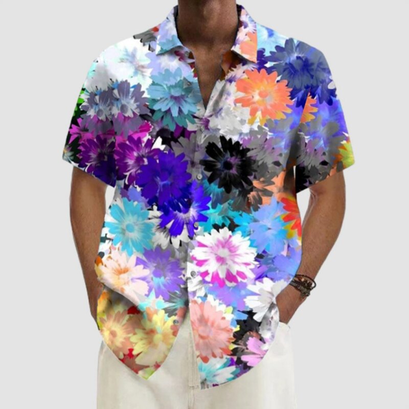 قميص هاواي كاجوال للرجال ، قميص بأكمام قصيرة ، ملابس جيدة التهوية ، طباعة ثلاثية الأبعاد ، الصيف