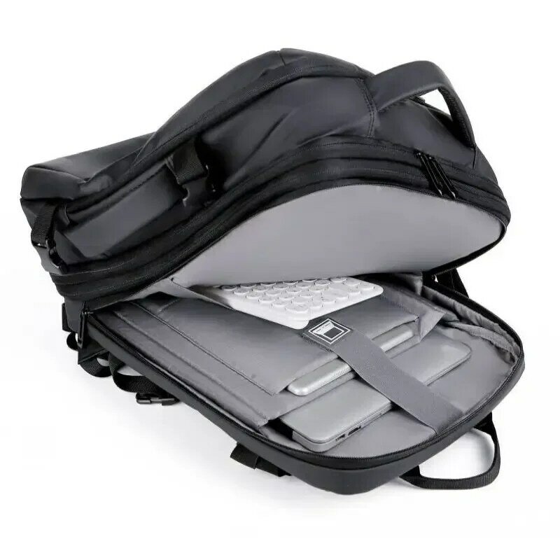 حقيبة كمبيوتر محمول بسعة كبيرة قابلة للتوسعة للرجال ، حقيبة ظهر للسفر ، متعددة الوظائف ، شحن USB ، مقاومة للماء ، 17"