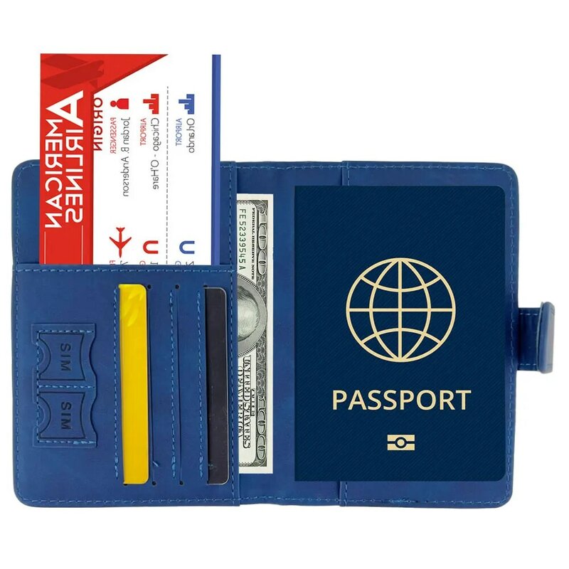 تخصيص جواز سفر و حامل بطاقة كومبو جلدية وثيقة السفر غطاء جواز سفر حامل المحفظة المنظم المغناطيسي إغلاق نمط