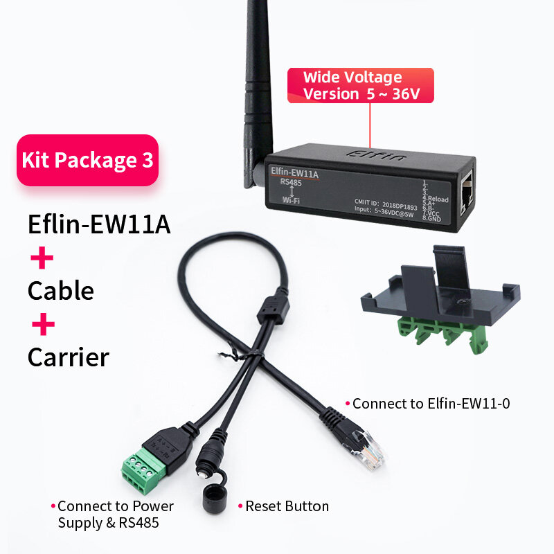 Elfin-EW11A المنفذ التسلسلي RS485 إلى واي فاي جهاز المسلسل خادم دعم TCP/ip Telnet Modbus TCP بروتوكول IOT نقل البيانات