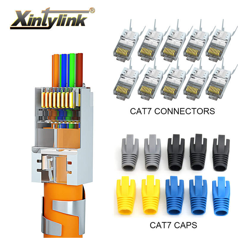 شبكة توصيل كابل إيثرنت Xintylink ، CAT7 ، CAT6A ، موصل RJ45 ، 50U ، SFTP ، FTP ، مقبس نصف محمى ، فتحة