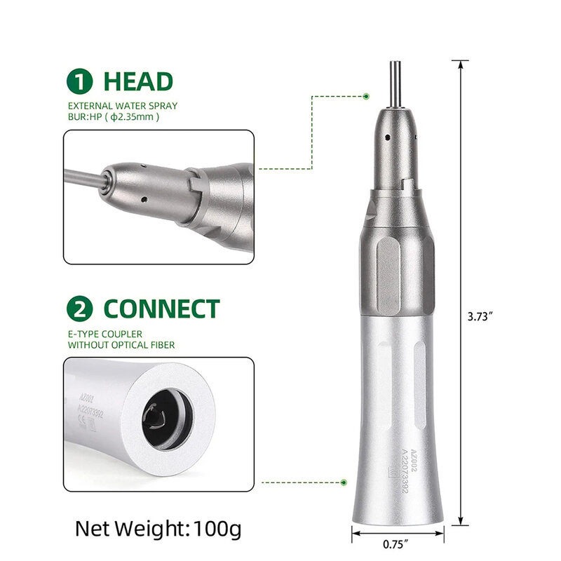 مجموعة قبضة أسنان منخفضة السرعة من Azdent ، زاوية كونترا ، قبضة مستقيمة ، محرك توربين هوائي ، رذاذ ماء خارجي ، طبيب أسنان ، 4 فتحات ، فتحتان