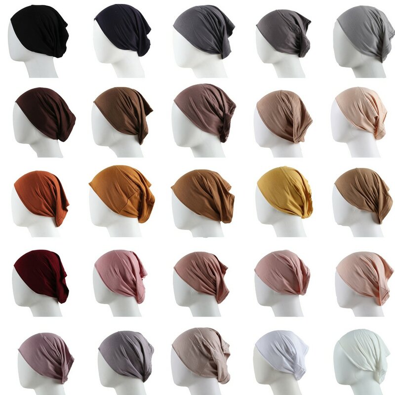 غطاء حجاب داخلي تربان إسلامية إسلام غطاء سفلي بونيه 53 لون سادة من الجيرسيه قابل للتمدد غطاء أنبوبي