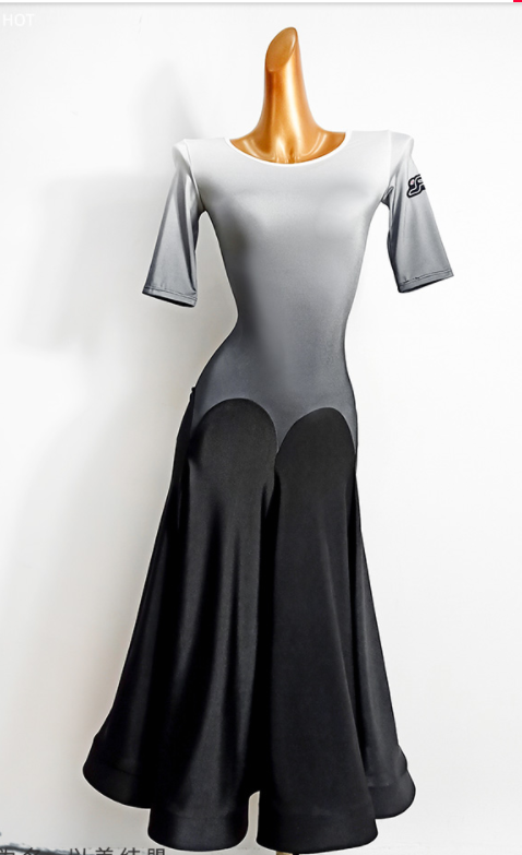 جديد رخيصة فستان قاعة المرأة القياسية الفالس فستان السلس فستان قياسي قاعة الرقص أبيض أسود التدرج colorT632