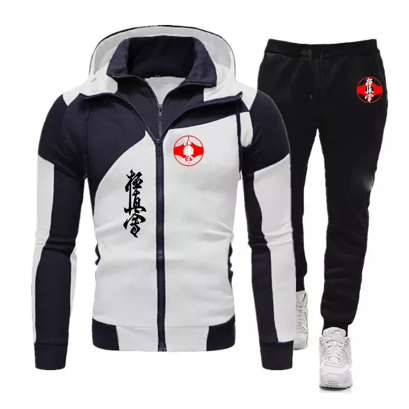 Kyokushin-بدلة رياضية قطنية بأكمام طويلة للرجال ، بدلة رياضية من قطعتين للكاراتيه ، بنطلون ركض بسحاب ، هوديز مرقعة ، جديدة ،