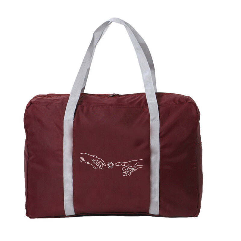 2022 حقيبة تخزين كبيرة قابلة للطي حقائب السفر حمل على الأمتعة حقيبة يد بيضاء صورة طباعة القماش الخشن مجموعة للنساء الرجال