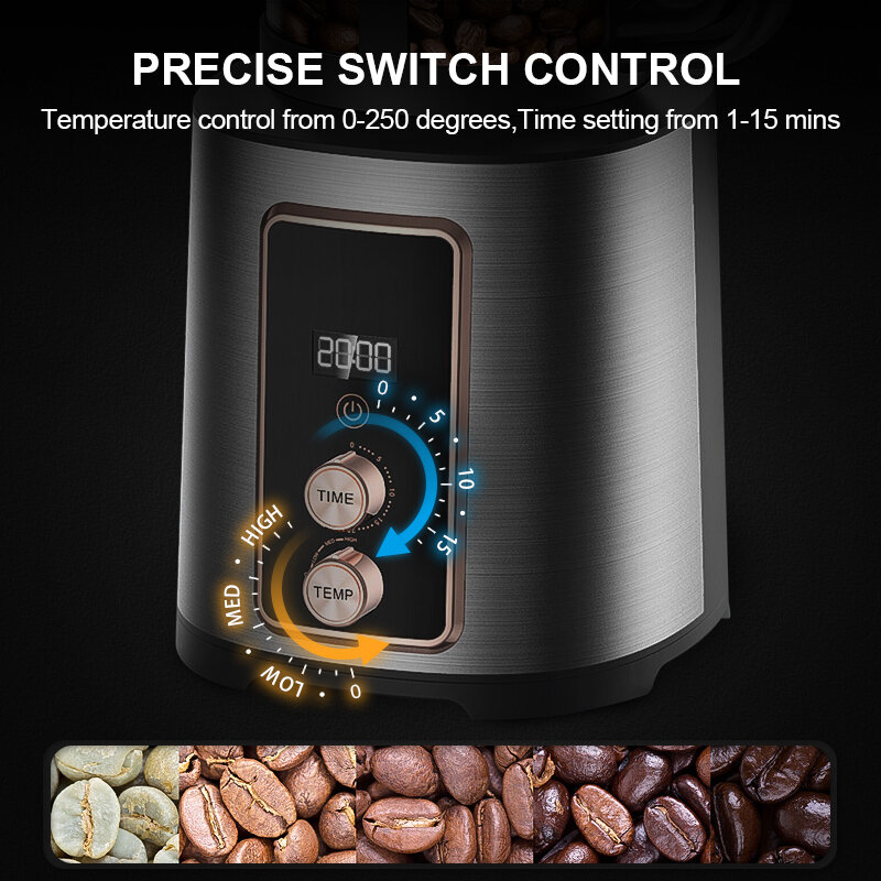 محمصة الهواء الكهربائية آلة القهوة ، 220 فولت ، المحمصة الفول المنزل ، التحكم في درجة الحرارة ، آلة تحميص القهوة ، جديد