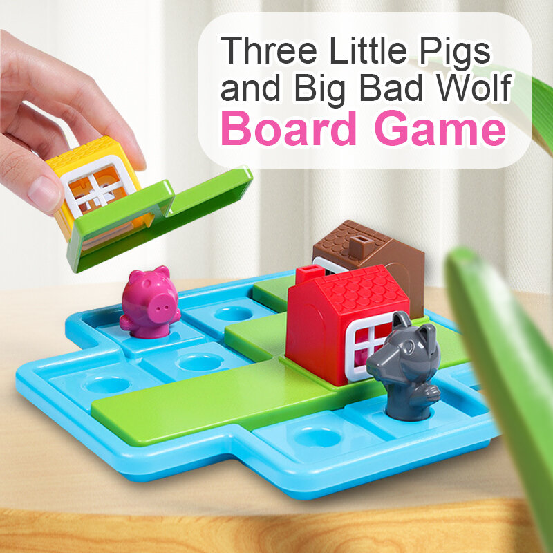 ثلاثة خنازير صغيرة ألعاب تعليمية تعليمية ، لعبة لوح ألغاز ، لعبة تعليم منطقي مبكر ، تفاعل الوالدين والطفل ، عمر 3 + هدية للأطفال