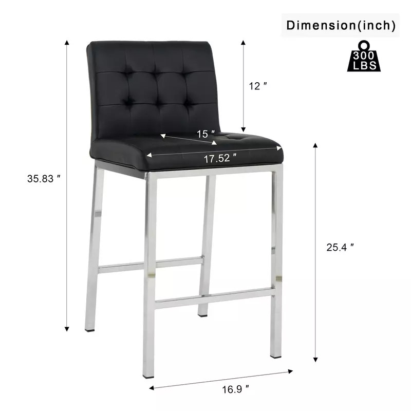 كرسي عالي العداد مطلي بالكهرباء ، كرسي بار أسود من البولي يوريثان ، تصميم حديث ، مطبخ ومطعم ، مجموعة من 2