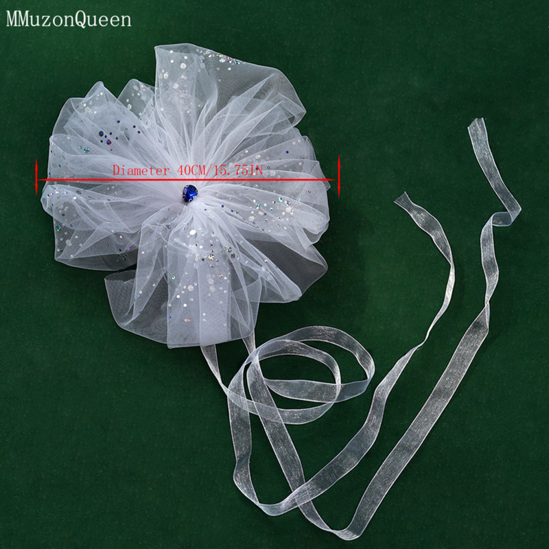قلادة عنق MMQ مع حجاب زهور كبير للنساء ، حبل قابل للتعديل ، سلسلة شبكية ، مجوهرات عنق نسائية للحفلات ، تخصيص ، أبيض ، MA03