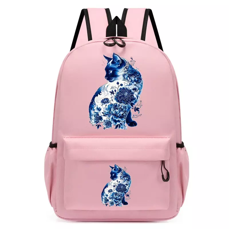 حقيبة ظهر أنيمي لطيفة لرياض الأطفال ، حقيبة مدرسية زرقاء للقطط ، حقيبة كتب للطلاب ، حقيبة مدرسية للسفر