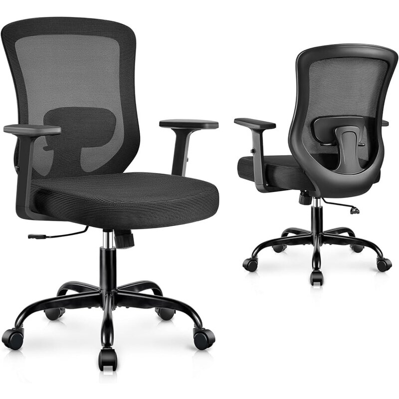 كرسي مكتب شبكي قابل للتنفس ، كرسي عمل مريح ، مساند ذراع 2D قابلة للتعديل ، كراسي مكتب منزلية
