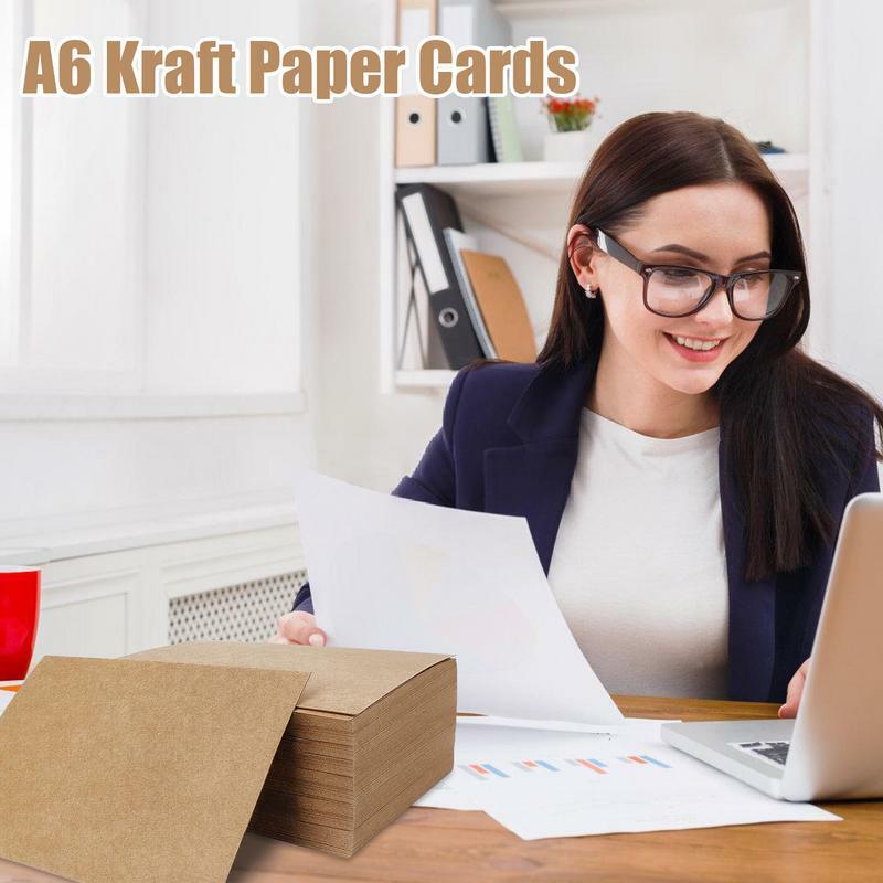 بطاقات عمل فارغة قابلة للطباعة ، ورق كرافت شديد التحمل ، بطاقات مطوية لطابعة البطاقات ، بطاقات بنية A6 ، أوراق